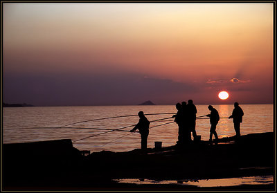 Sunset and Fishermen