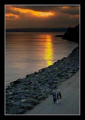 two women in sunset