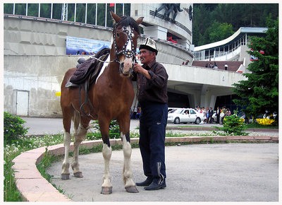 Kazakh man and his horse