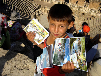 Postcard vendor en Hierapolis