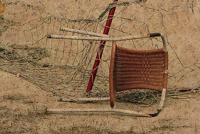 wrecked red chair