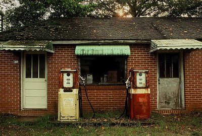 Old Store and gas tanks: sundown.