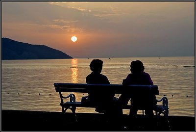 Chat in sunset