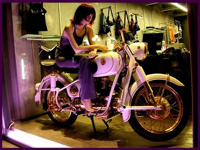 lady on the motorcycle.....
