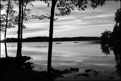 B&W Sunset on Small Lake