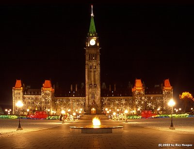 Parliament Hill Decorated for the Holidays
