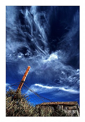 Shearing shack and sky