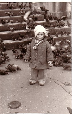 little girl and birds
