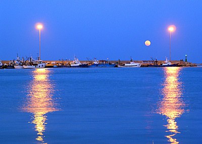 Moon over the dock