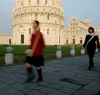 Tourists in Pisa