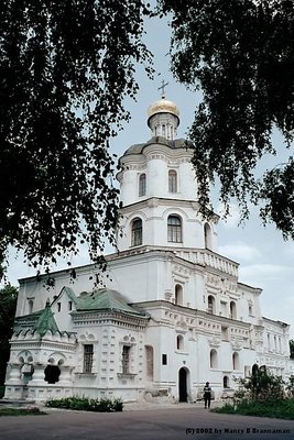 Church through the birch trees