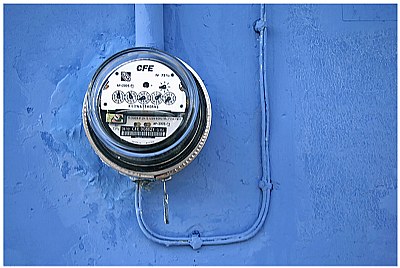 electricity meter in blue
