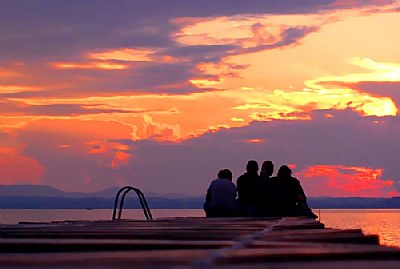 Friends at sunset