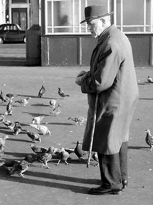 Pensioner with Cane