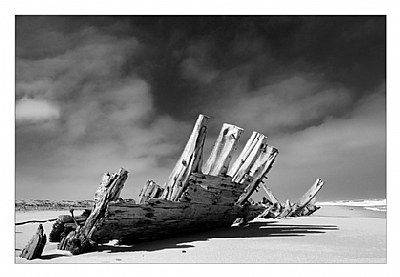 Old ship and sea