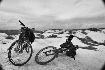 Two Bikes in the Chalky Hills of Tarkhankut