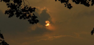 Rainy sunset storm