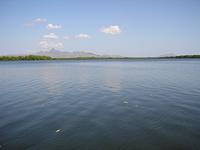 The Lagoon, seen West, Hills of Macanao (National park Lagoon of the Restinga) 