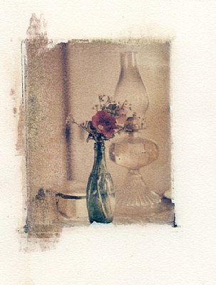 Hollyhock with Oil Lamp