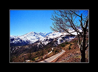 Road to the valley of snow