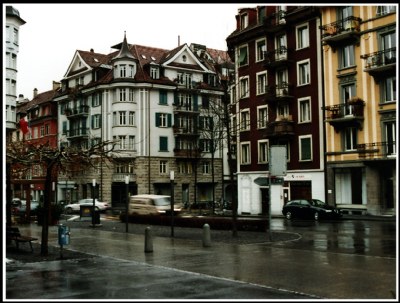 The neighborhood in rain