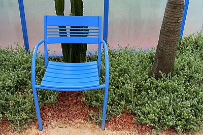 Blue metal chair