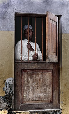 Boy in window, Stone Town