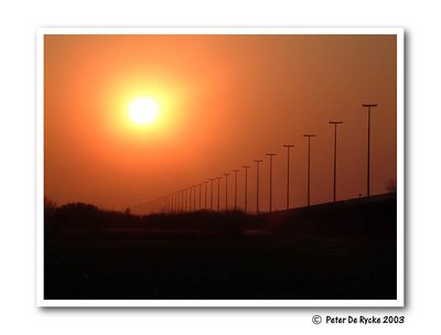 Sunset on motorway