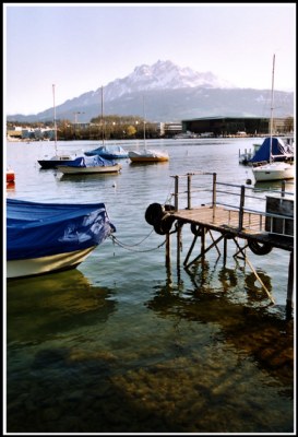 Water, boats, and the mountain