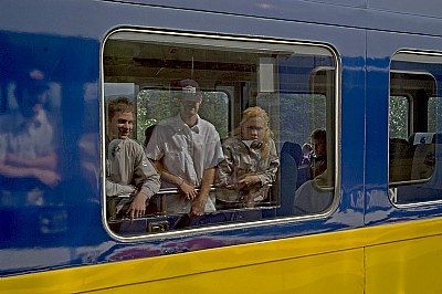 Reflections of railroad car