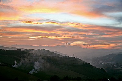 Fires at sunset