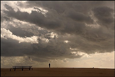 The man, the bench, the sky...