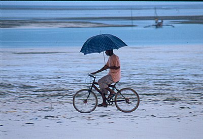 cyclist on the beach