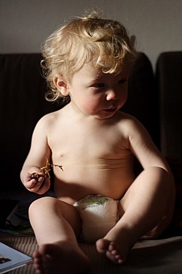 Boy with grapes