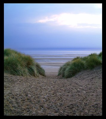 Walking onto Formby Beach