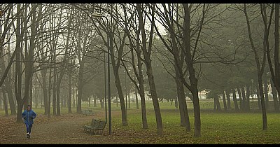 Jogging in a foggy day