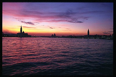 a sunset in Venice