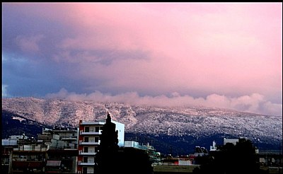 sunset colors and snow...