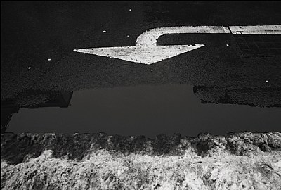 Snow, arrow, puddle