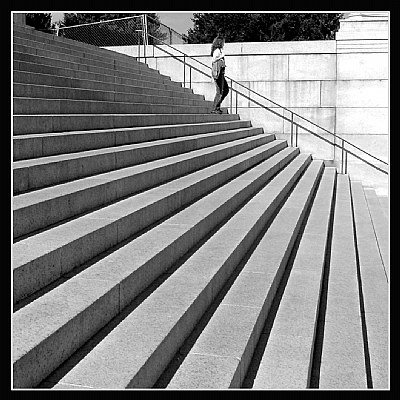 Walking down the stairs