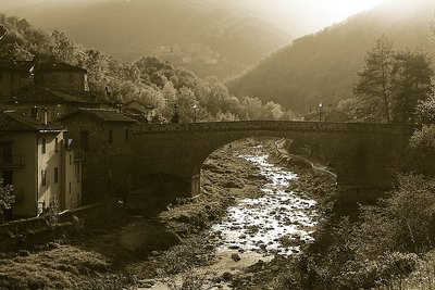 Bridge at sunset in sepia 2