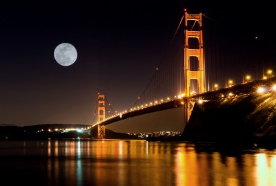 Moon Over the GG Bridge