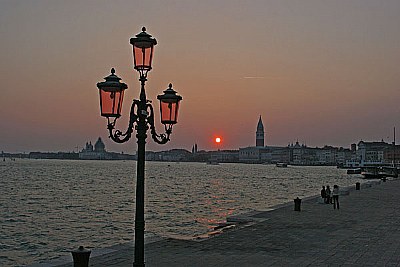 a sunset in Venice