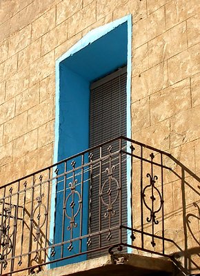 Blue on balcony