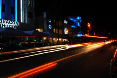 Driving at night on Ocean Drive