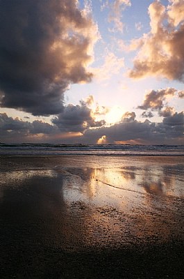 Sunset over atlantic beach