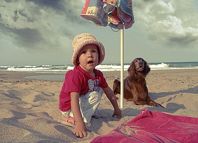 girl with dog