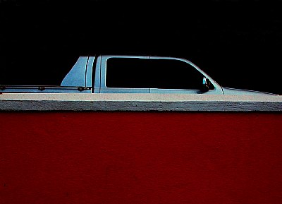 pick-up & red wall