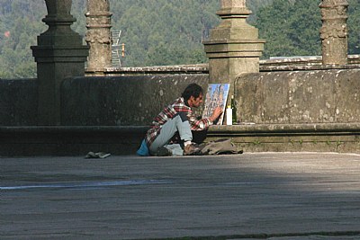 Painter on Plaza da Obradorio