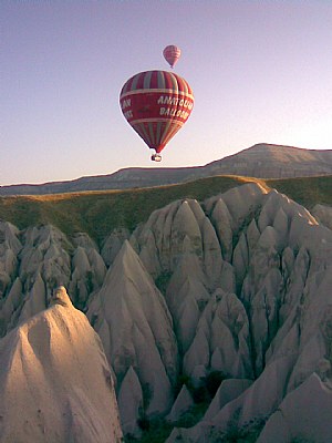 Flying over Fairy Chimneys with balloon